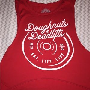 Doughnuts & Dedlifts Cropped muscle tee